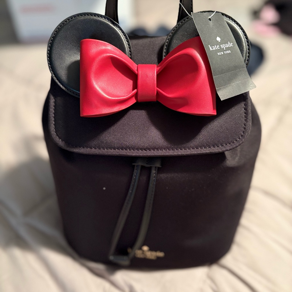 Kate Spade Black Backpack With Red Bow